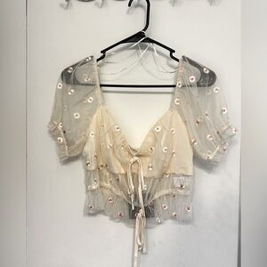 Sheer boutique top with pugy sleeves
